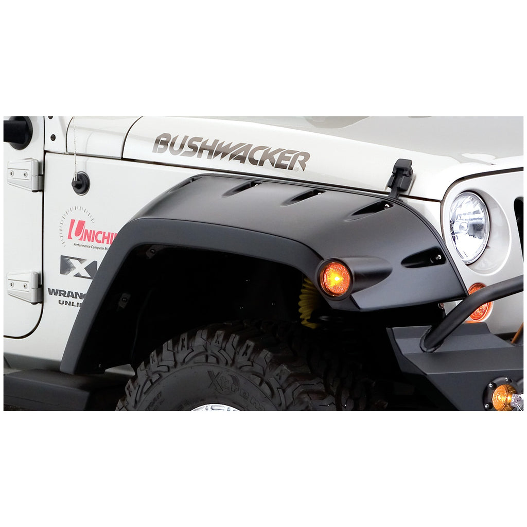 Fender-Flares-2007-Jeep-Wrangler-Jk-4Dr;-Pocket-Style-Fender-Flares;-Front;-Black-Finish