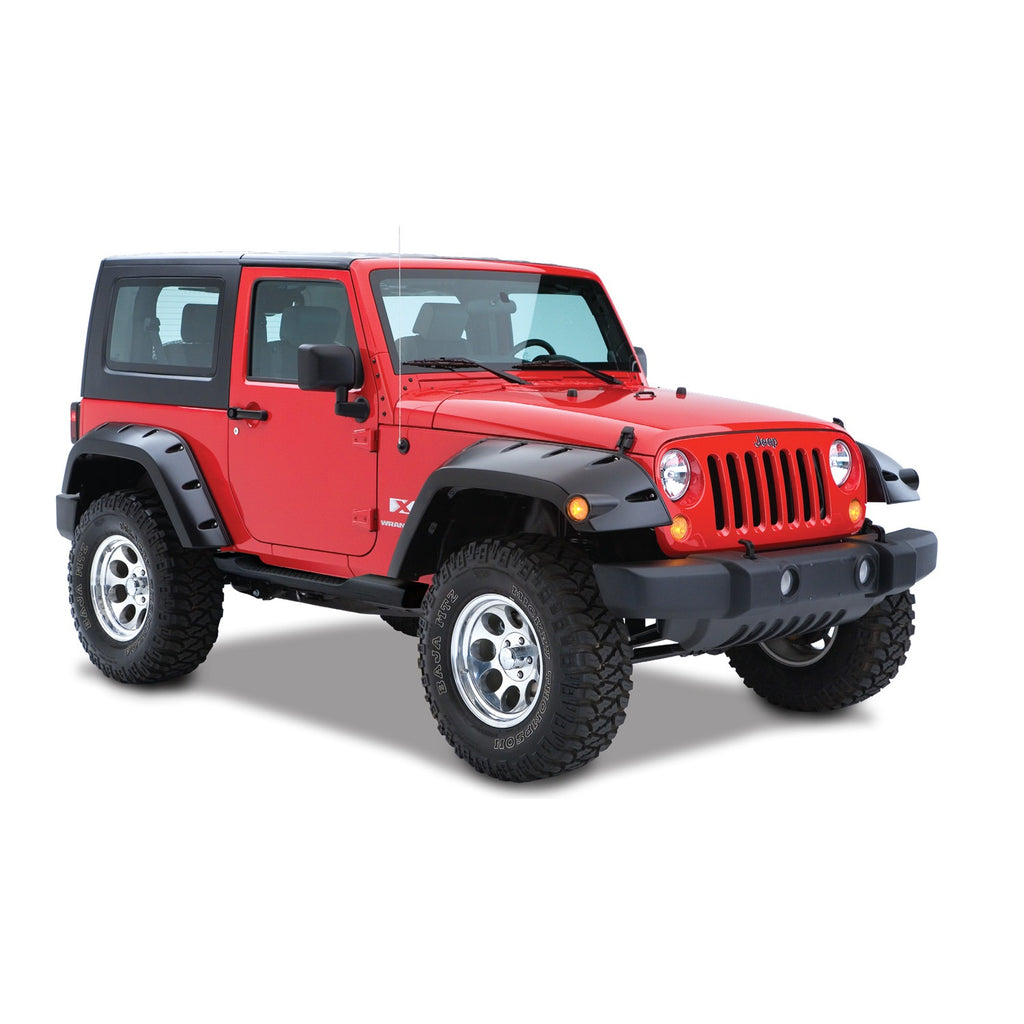 Fender-Flares-2007-Jeep-Wrangler-Jk-4Dr;-Pocket-Style-Fender-Flares;-Front;-Black-Finish