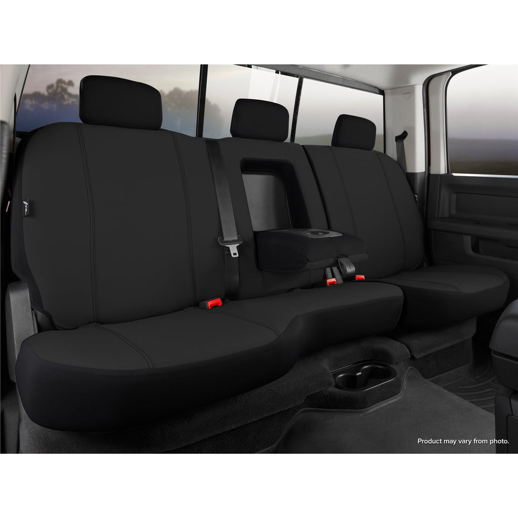 Fia-Black-Poly-Cotton-Rear-Seat-Cover;-19-24-Ram-1500-Rear-4060-Armrest-With-Cup-Holder