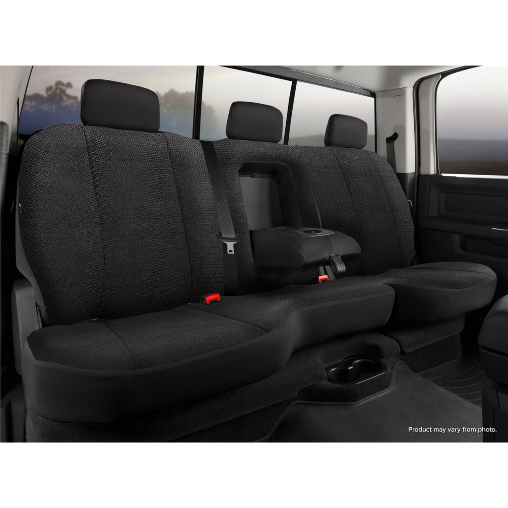 Fia-Black-Saddle-Blanket-Rear-Seat-Cover-;-Dodge-Ram-06-18-Mega-Cab-6040-Rear-With-Built-In-Armrest--Fold-Flat-Backrest