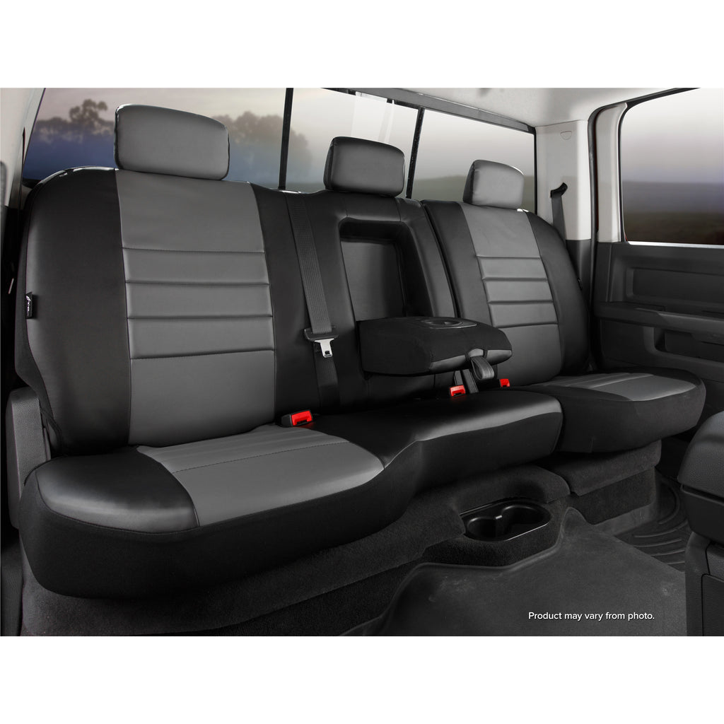 Fia-Grey-Leatherlite-Rear-Seat-Cover-;-19-24-Ram-1500-Rear-4060-Armrest-With-Cup-Holder