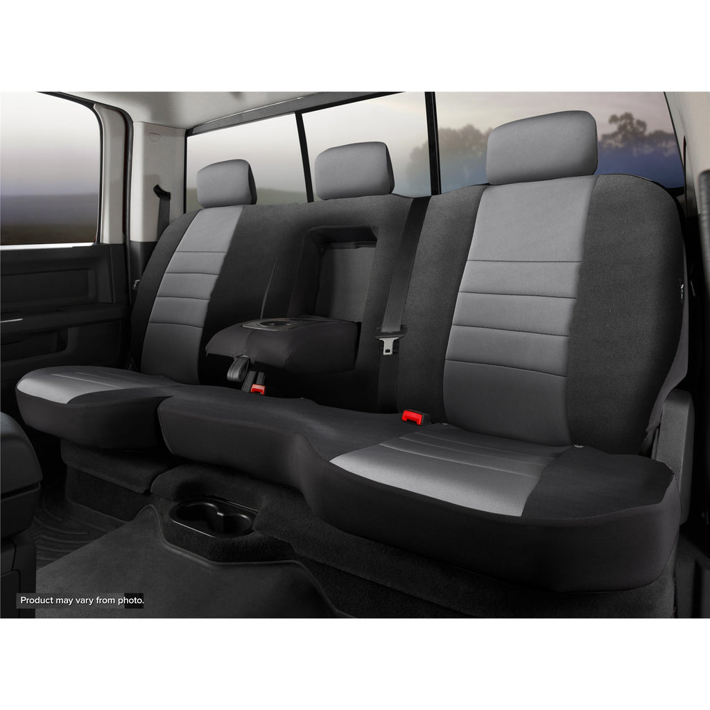 Fia-Grey-Neoprene-Rear-Seat-Cover-;-21-24-Bronco-4--Door-Rear-6040-Split-With-Built-In-Center-Seat-Belt-With-Cup-Holders