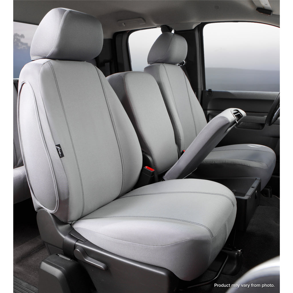 Fia-Grey-Poly-Cotton-Front-Seat-Cover-;-19-24-SilveradoSierra-1500-20-24-Hd-Front-402040-With-Upper--Lower-Center-Storage-Compartments