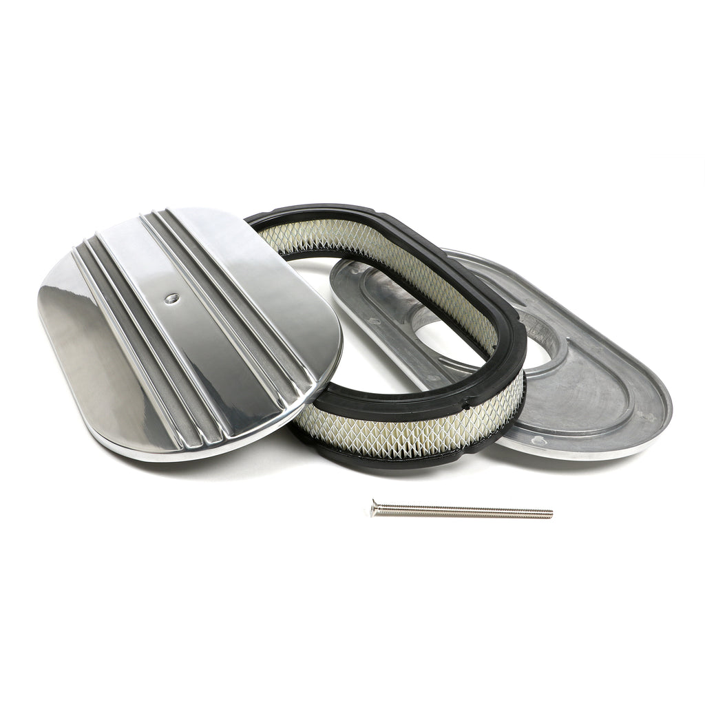 Finned-Aluminum-Oval-Air-Cleaner;-15-X-2-Paper-Element---Partially-Finned