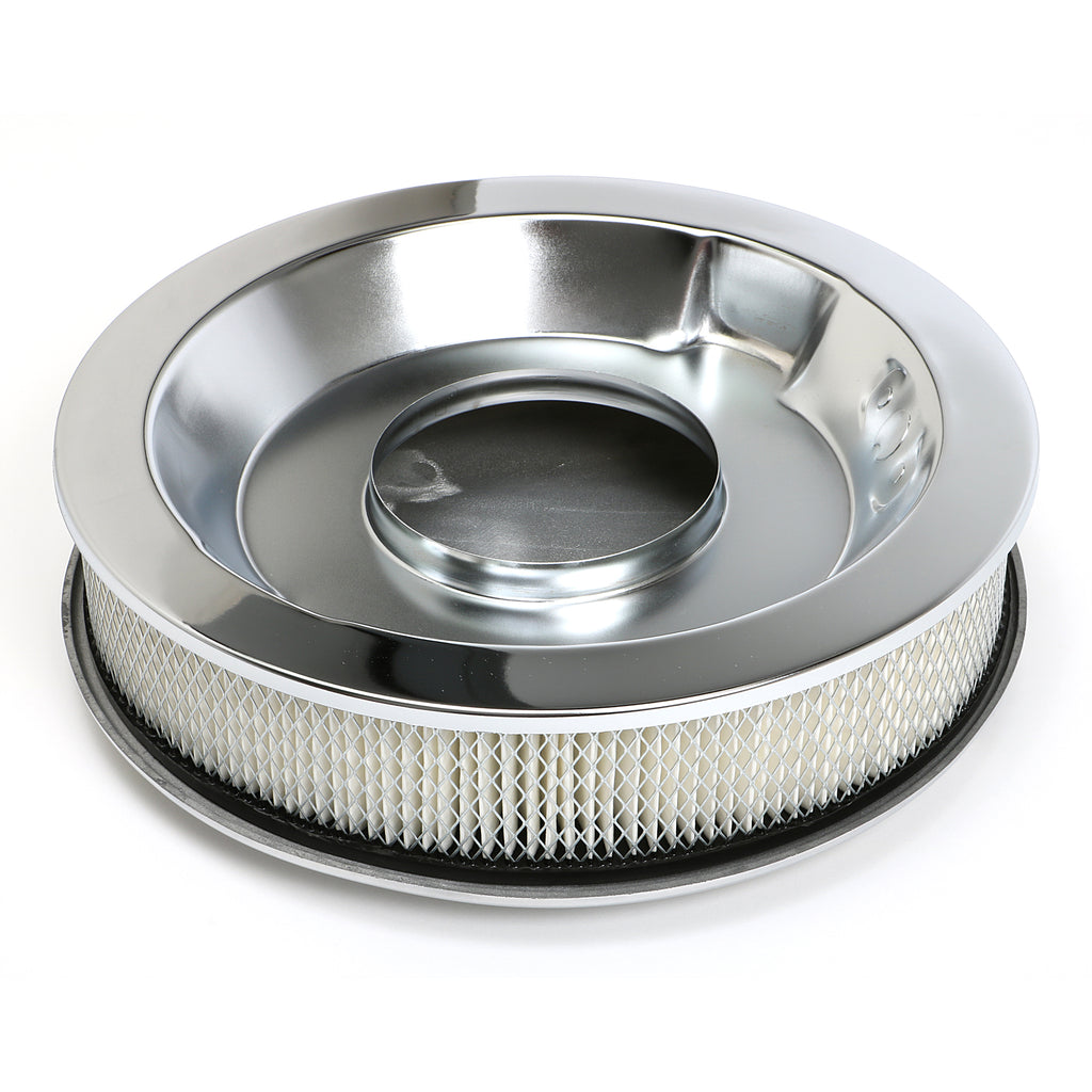 Finned-Aluminum-Round-Air-Cleaner-Set;-3-In.-Tall,-14-In.-Dia.,-5-18-In.-Neck