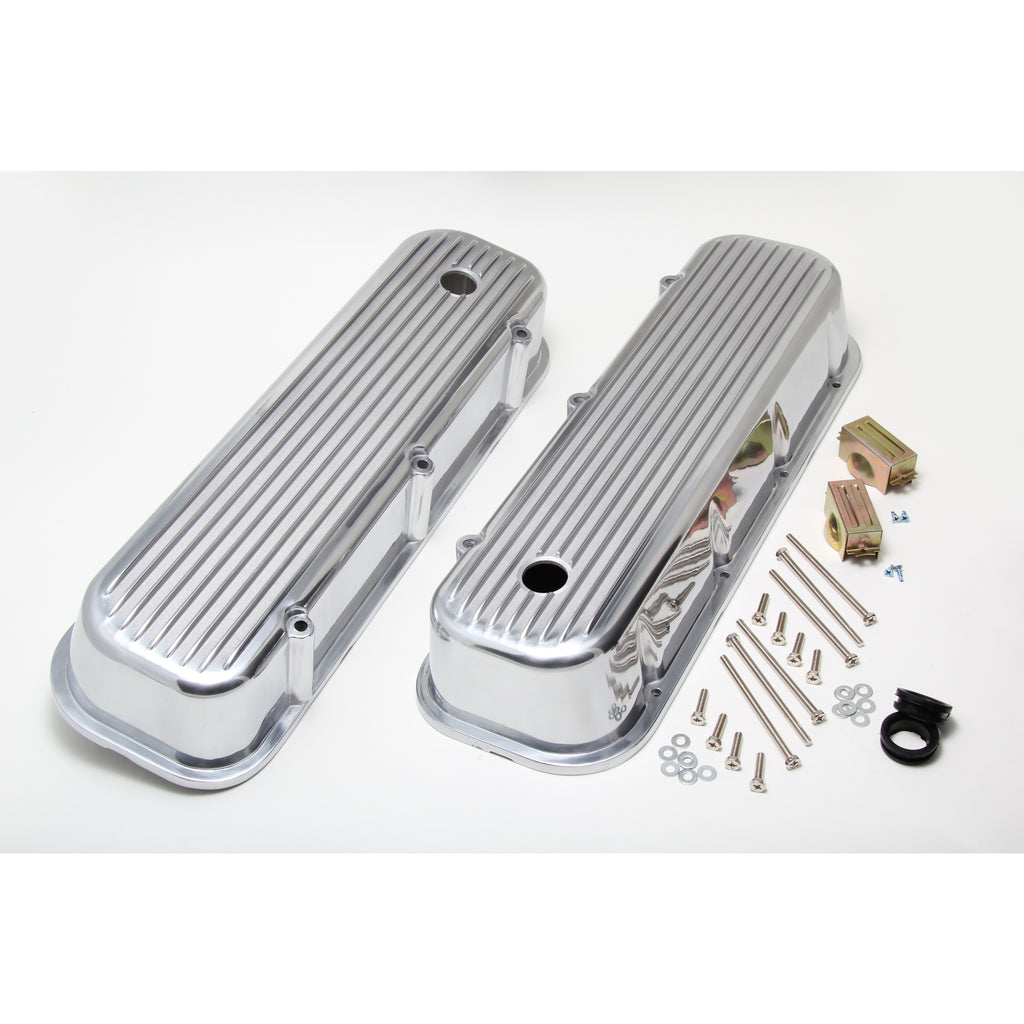 Finned-Aluminum-Valve-Covers-With-Hole;-Bb-Chevy-396-502-V8s-1965-95