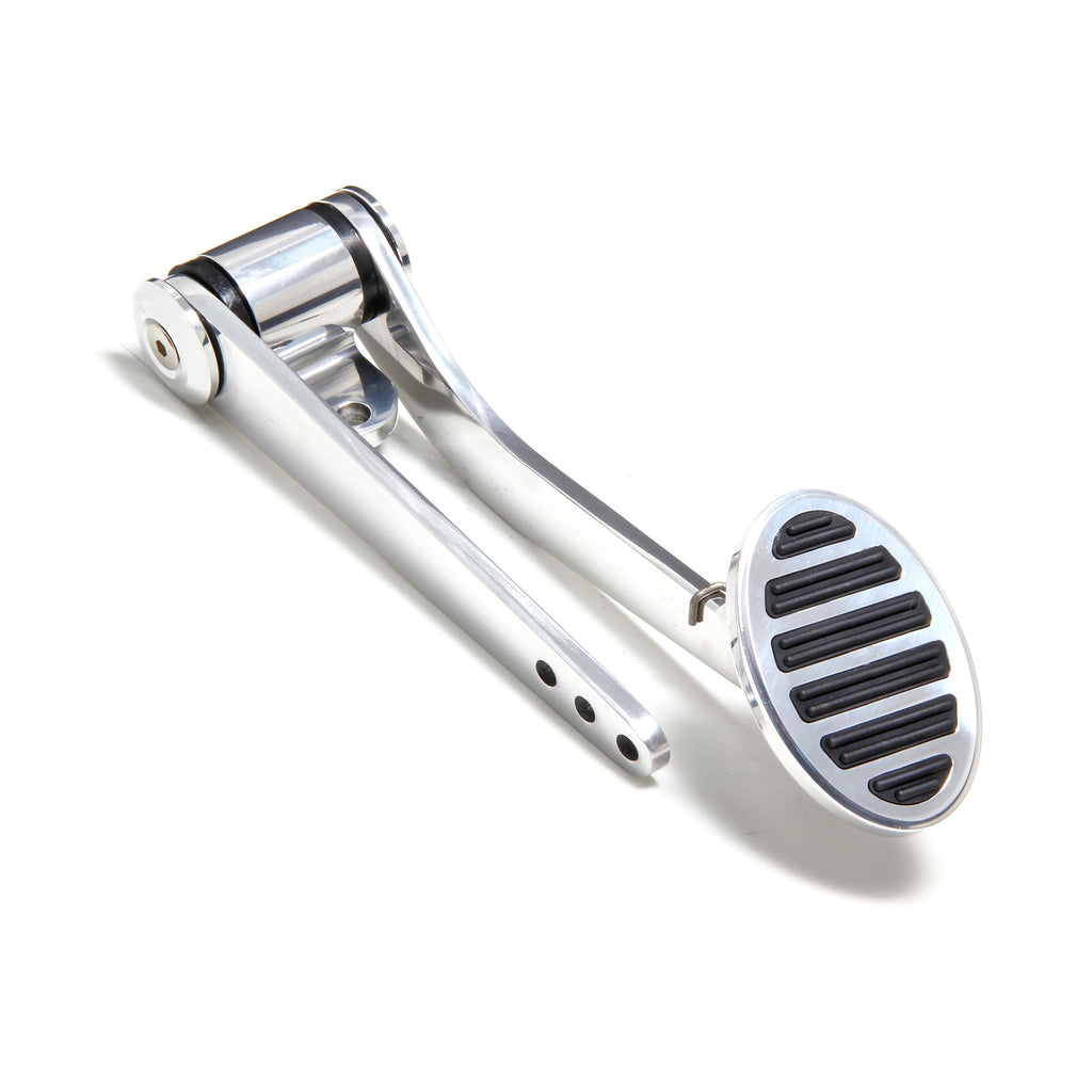 Firewall-Mount-Gas-Pedal;-6-Horizontal-Rubber-Inserts;-Oval--Polished-Aluminum