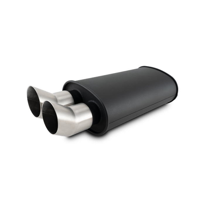 Flat-Blk-Muffler-9X5x15in-Body-3In-Inlet-Id-3In-Tip-Od-WDual-Dtm-Cut-Tips