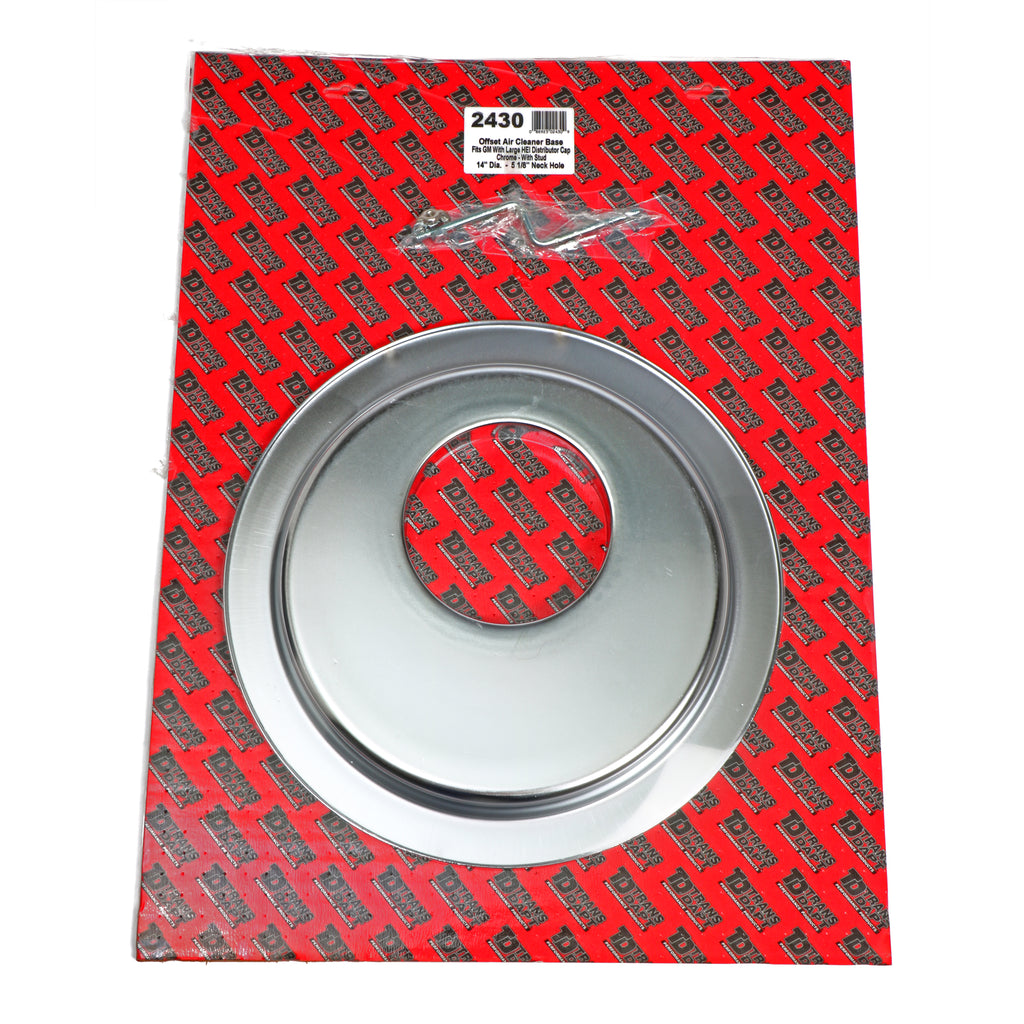 Flat-Offset-Air-Cleaner-Base-(Gm-WLarge-Hei);14-In.-Dia;-518-In.-Neckchrome195964-Pontiac-Engi