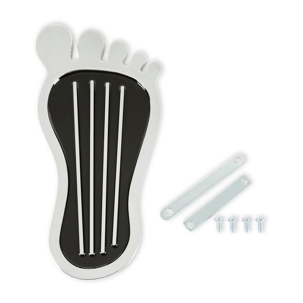 Foot-Print-Gas-Pedal-Pad---Aluminum---Chrome--Painted-Black-Trim