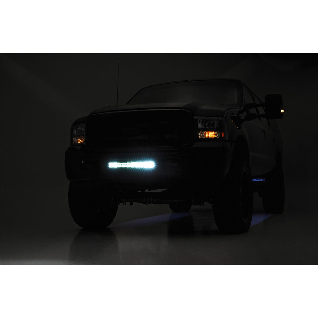 Ford-20-Inch-Led-Bumper-Kit-Black-Series-WAmber-Drl-05-07-F-250350-Rough-Country