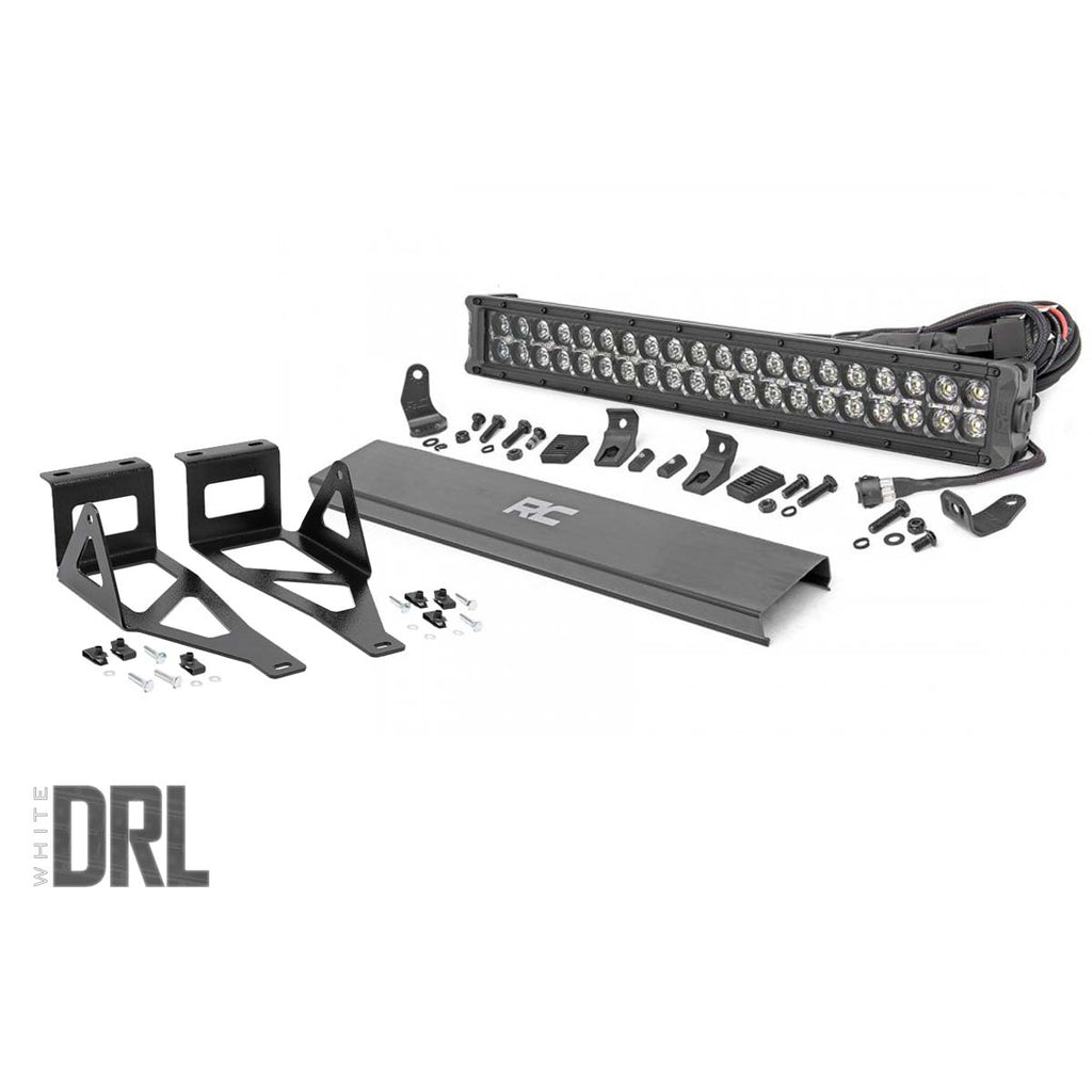 Ford-20-Inch-Led-Bumper-Kit-Black-Series-WWhite-Drl-05-07-F-250350-Rough-Country
