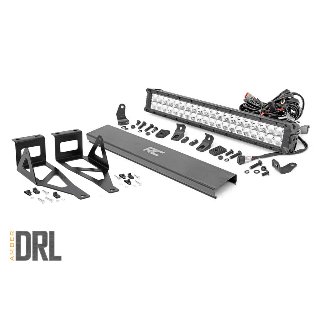 Ford-20-Inch-Led-Bumper-Kit-Chrome-Series-WAmber-Drl-05-07-F-250350-Rough-Country
