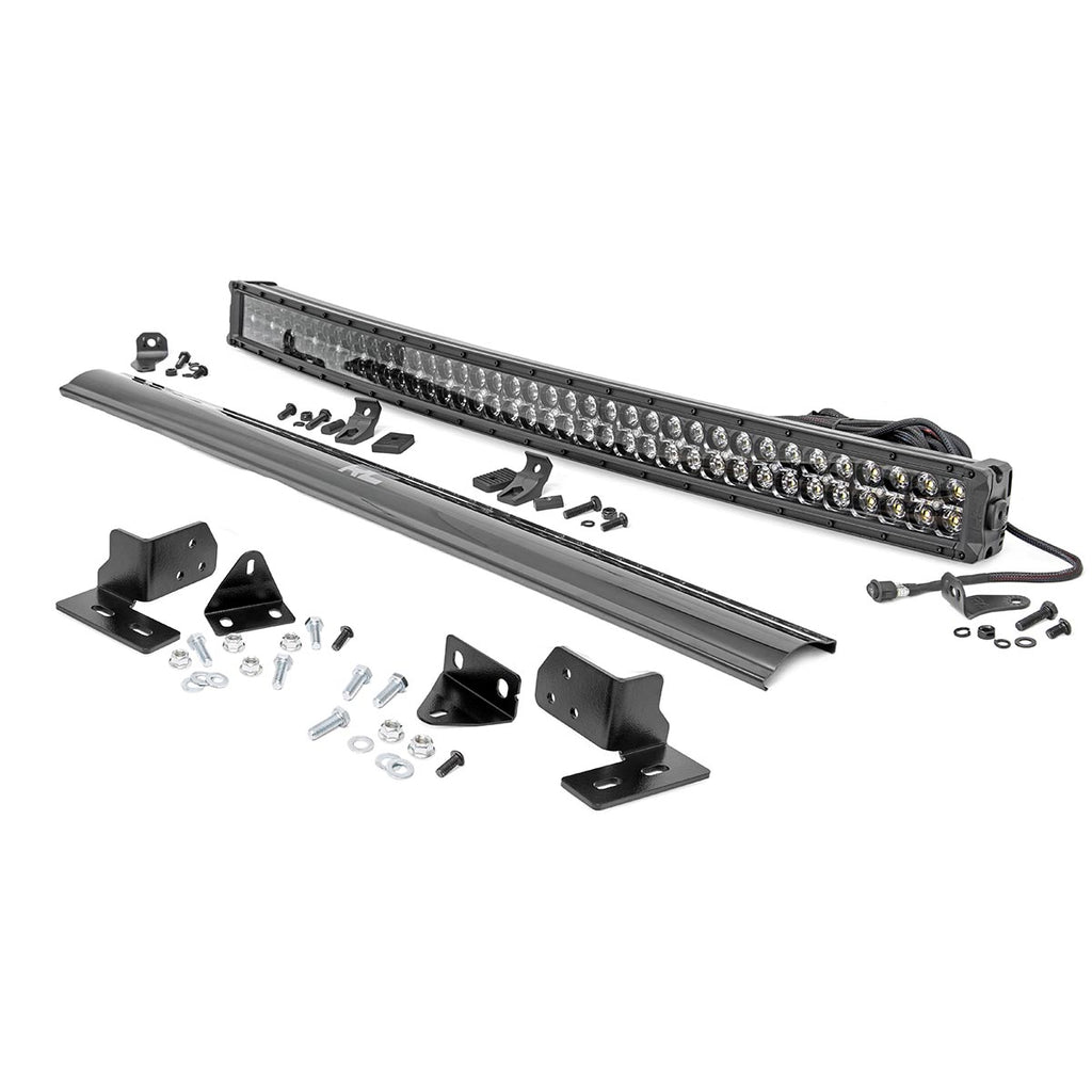 Ford-40-Inch-Curved-Led-Light-Bar-Bumper-Kit-Black-Series-WWhite-Drl-11-16-F-250-Super-Duty-Rough-Country