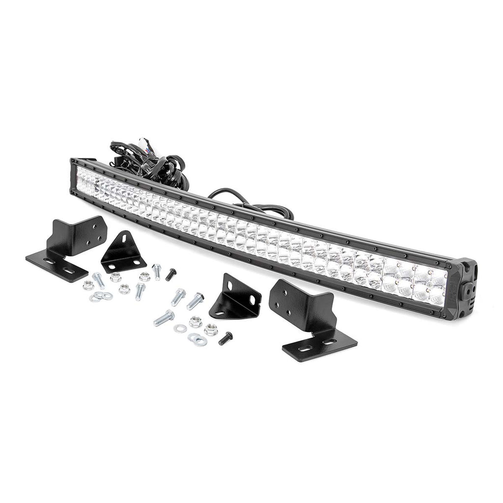 Ford-40-Inch-Curved-Led-Light-Bar-Bumper-Kit-Chrome-Series-WWhite-Drl-11-16-F-250-Super-Duty-Rough-Country