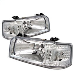 Ford-F150-92-96Ford-Bronco-92-96-1Pc-Led-(-Leds)Crystal-Headlights-Chrm-Hd-Yd-Fb92-1Pc-C
