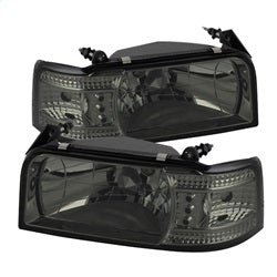Ford-F150-92-96Ford-Bronco-92-96-1Pc-Led-(-Leds)Crystal-Headlights-Smke-Hd-Yd-Fb92-1Pc-Sm