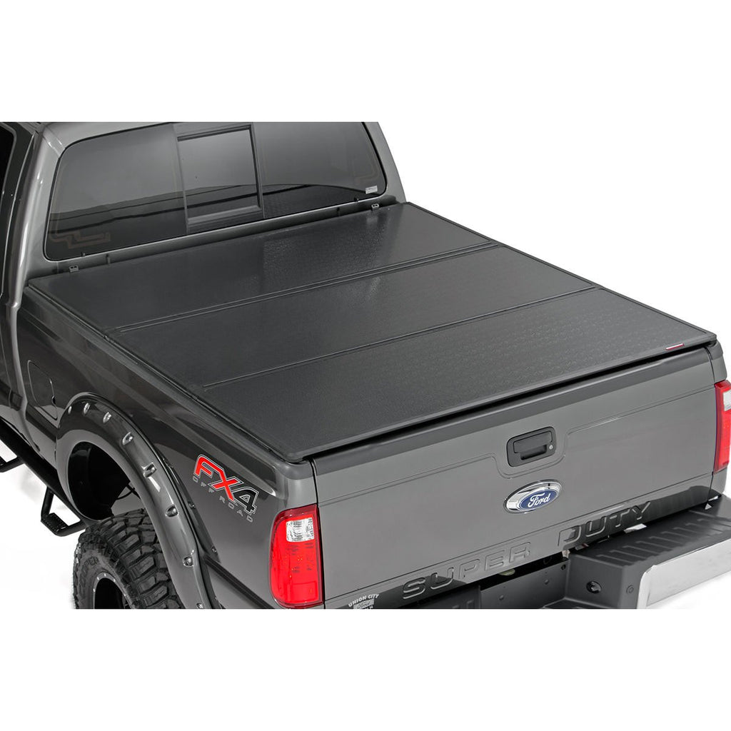 Ford-Hard-Tri-Fold-Bed-Cover-99-16-F-250350-6.5-Foot-Bed-WO-Cargo-Mgmt-Rough-Country