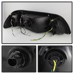Ford-Mustang-87-93-1Pc-Led-(Replaceable-Leds)Crystal-Headlights-Black-Hd-Yd-Fm87-1Pc-Led-Bk