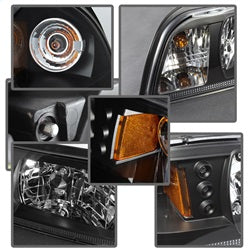 Ford-Mustang-87-93-1Pc-Led-(Replaceable-Leds)Crystal-Headlights-Black-Hd-Yd-Fm87-1Pc-Led-Bk