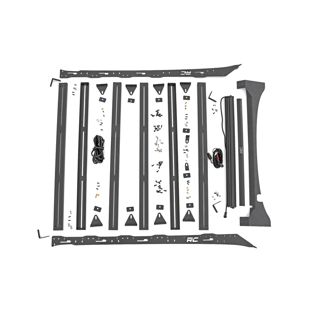 Ford-Roof-Rack-System-WFront-Facing-40-Inch-Single-Row-Black-Series-Led-Light-Bar-15-18-Ford-F-150-2Wd4Wd-Rough-Country