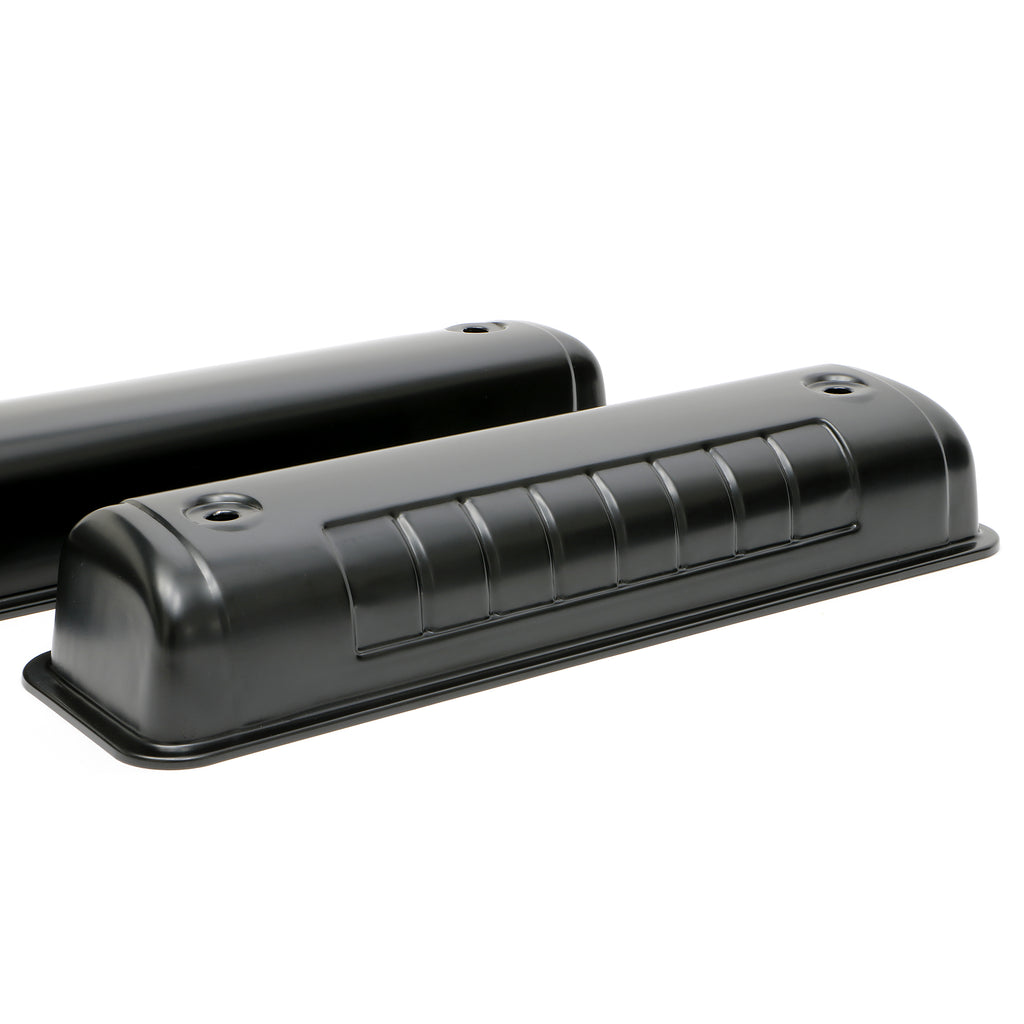 Ford-Y-Block-(56-62)-Steel-Valve-Covers;-Reproduction-Style--Black-Finish