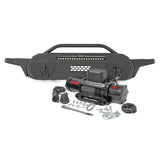 Rough Country 10722 Front Bumper High Clearance Hybrid with 9500 Lb Pro Series Winch Synthetic Rope and 20 LED Light Bar 16-22 Toyota Tacoma