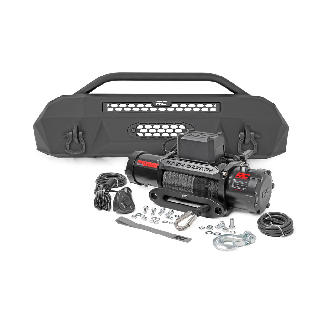 Front-Bumper-Hybrid-12000-Lb-Pro-Series-Winch-Synthetic-Rope-16-22-Toyota-Tacoma-Rough-Country