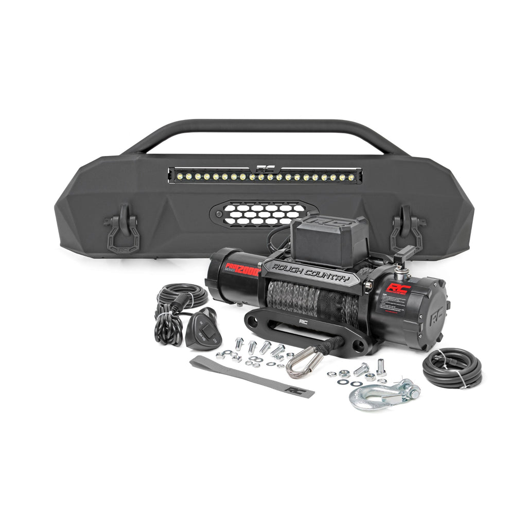 Front-Bumper-Hybrid-With-12000-Lb-Pro-Series-Winch-Black-Series-With-White-Drl-Led-Light-Bar-16-22-Toyota-Tacoma-4Wd-Rough-Country