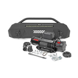 Rough Country 10727 Front Bumper Hybrid with 12000-Lb Pro Series Winch Black Series with White DRL LED Light Bar 16-22 Toyota Tacoma 4WD