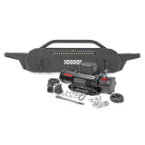 Rough Country 10729 Front Bumper Hybrid with 12000 Lb Pro Series Winch Synthetic Rope and 20 Inch DRL LED Light Bar 16-22 Toyota Tacoma