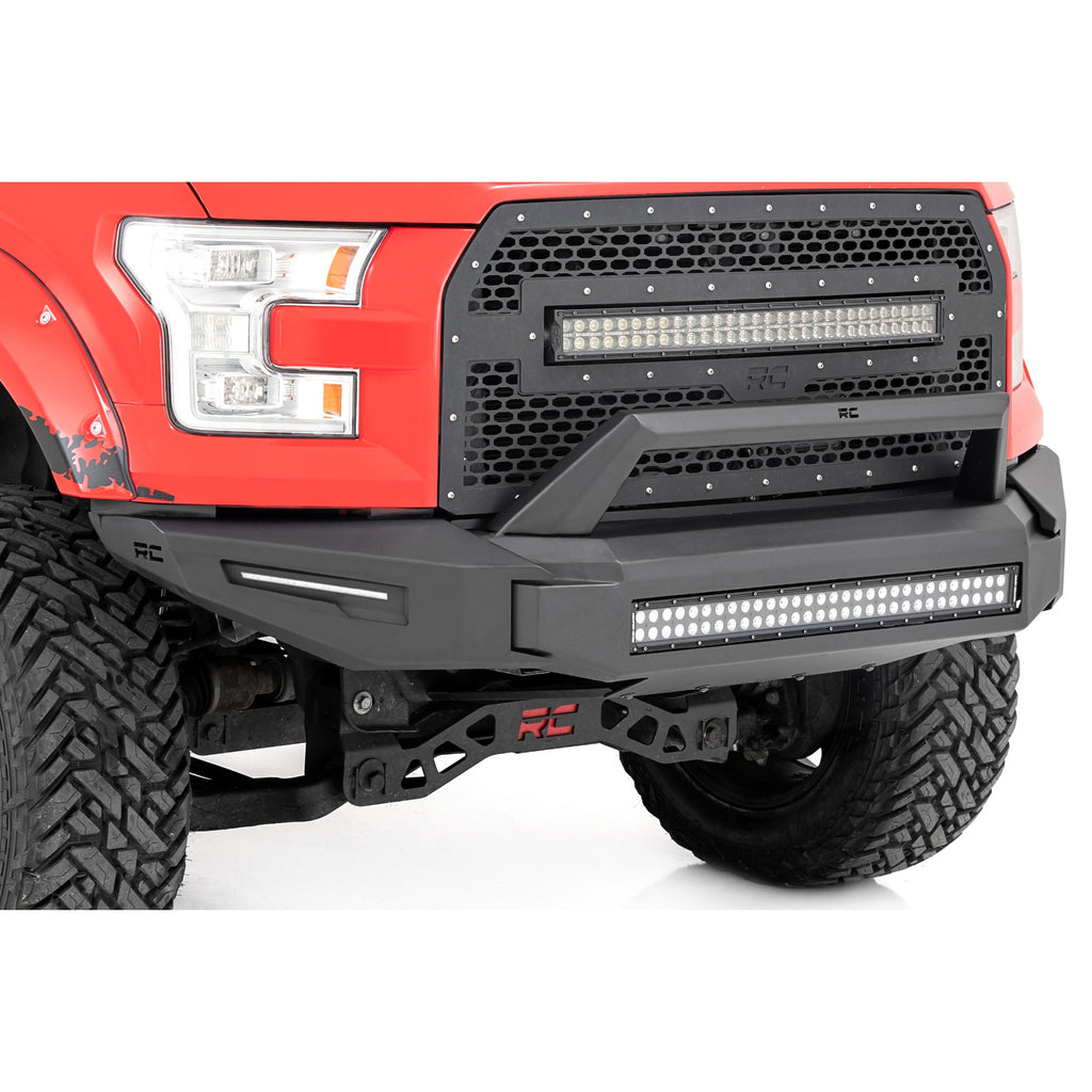 Front-Modular-Bumper-WSkidplate-And-30-Inch-Led-Light-Bar-15-17-Ford-F-150-2Wd4Wd-Rough-Country