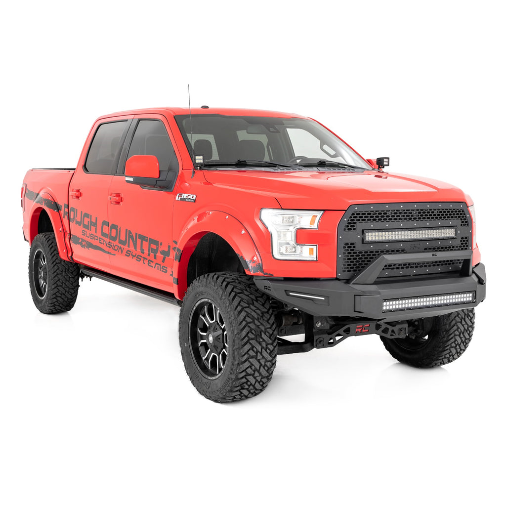 Front-Modular-Bumper-WSkidplate-And-30-Inch-Led-Light-Bar-15-17-Ford-F-150-2Wd4Wd-Rough-Country