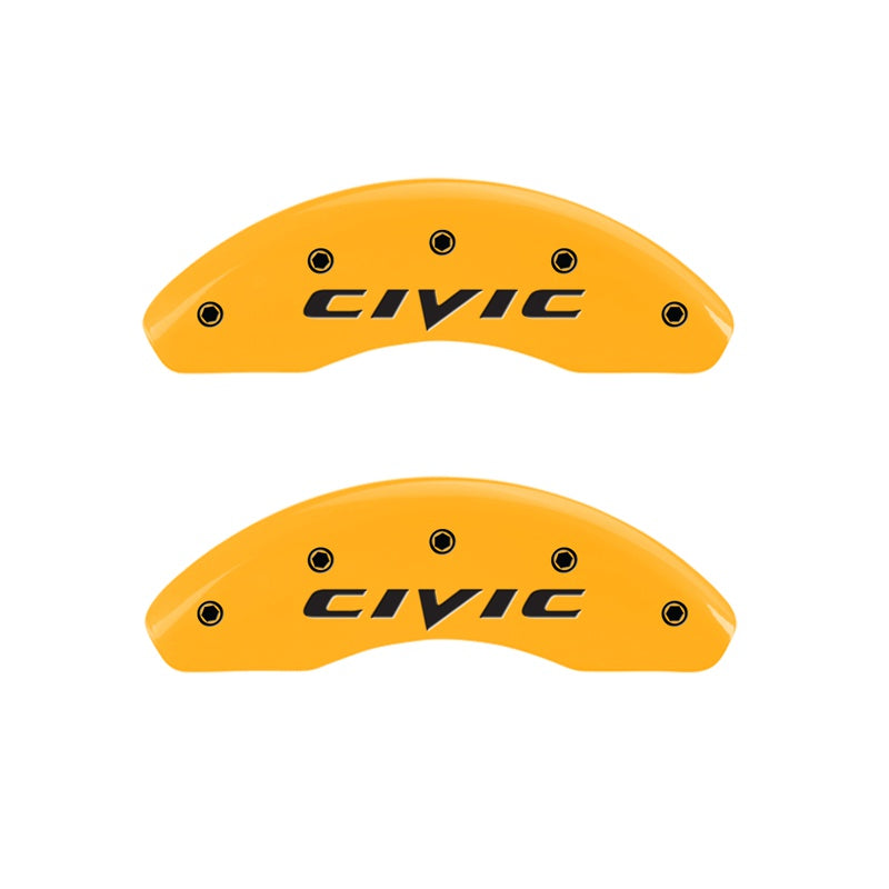 Front-Set-2-Caliper-Covers-Engraved-Front-2015Civic-Yellow-Finish-Black-Ch