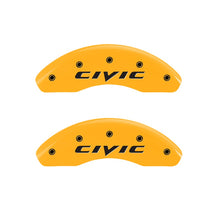 Load image into Gallery viewer, Front-Set-2-Caliper-Covers-Engraved-Front-2015Civic-Yellow-Finish-Black-Ch