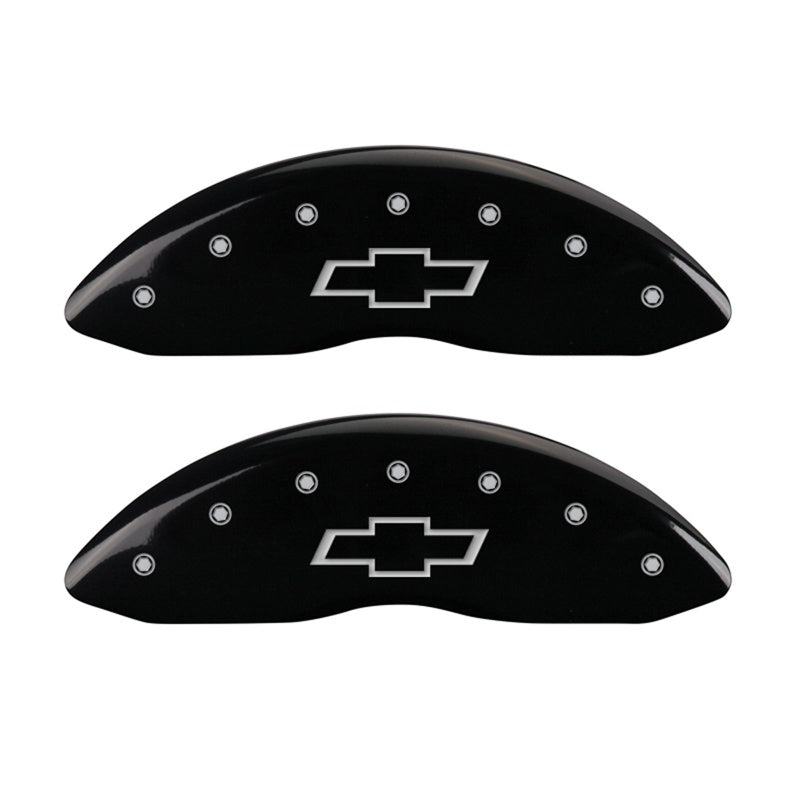 Front-Set-2-Caliper-Covers-Engraved-Front-Bowtie-Black-Finish-Silver-Ch