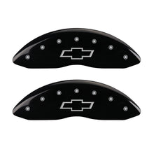 Load image into Gallery viewer, Front-Set-2-Caliper-Covers-Engraved-Front-Bowtie-Black-Finish-Silver-Ch