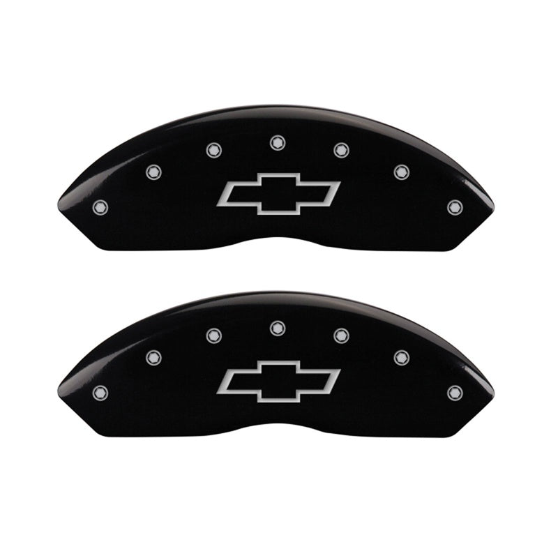 Front-Set-2-Caliper-Covers-Engraved-Front-Bowtie-Black-Finish-Silver-Ch