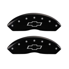 Load image into Gallery viewer, Front-Set-2-Caliper-Covers-Engraved-Front-Bowtie-Black-Finish-Silver-Ch