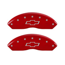 Load image into Gallery viewer, Front-Set-2-Caliper-Covers-Engraved-Front-Bowtie-Red-Finish-Silver-Ch