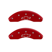Load image into Gallery viewer, Front-Set-2-Caliper-Covers-Engraved-Front-Bowtie-Red-Finish-Silver-Ch