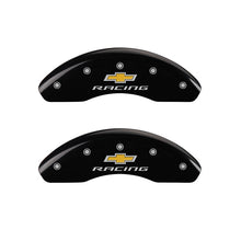 Load image into Gallery viewer, Front-Set-2-Caliper-Covers-Engraved-Front-Chevy-Racing-Black-Finish-Silver-Ch