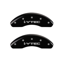Load image into Gallery viewer, Front-Set-2-Caliper-Covers-Engraved-Front-I-Vtec-Black-Finish-Silver-Ch