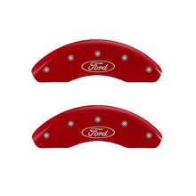 Load image into Gallery viewer, Front-Set-2-Caliper-Covers-Engraved-Front-Oval-LogoFord-Red-Finish-Silver-Ch