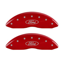 Load image into Gallery viewer, Front-Set-2-Caliper-Covers-Engraved-Front-Oval-LogoFord-Red-Finish-Silver-Ch