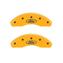 Load image into Gallery viewer, Front-Set-2-Caliper-Covers-Engraved-Front-Oval-LogoFord-Yellow-Finish-Black-Ch