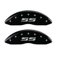 Load image into Gallery viewer, Front-Set-2-Caliper-Covers-Engraved-Front-Silverado-StyleSs-Black-Finish-Silver-Ch
