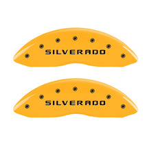 Load image into Gallery viewer, Front-Set-2-Caliper-Covers-Engraved-Front-Silverado-Yellow-Finish-Black-Ch
