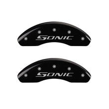 Load image into Gallery viewer, Front-Set-2-Caliper-Covers-Engraved-Front-Sonic-Black-Finish-Silver-Ch