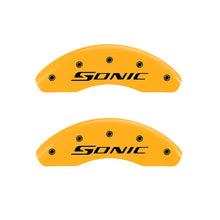 Load image into Gallery viewer, Front-Set-2-Caliper-Covers-Engraved-Front-Sonic-Yellow-Finish-Black-Ch